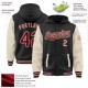 Custom Black Crimson Cream-City Cream Bomber Full-Snap Varsity Letterman Two Tone Hoodie Jacket Custom Black Crimson Cream-City Cream Bomber Full-Snap Varsity Letterman Two Tone Hoodie Jacket