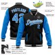 Custom Black Powder Blue-White Bomber Full-Snap Varsity Letterman Two Tone Jacket Custom Black Powder Blue-White Bomber Full-Snap Varsity Letterman Two Tone Jacket