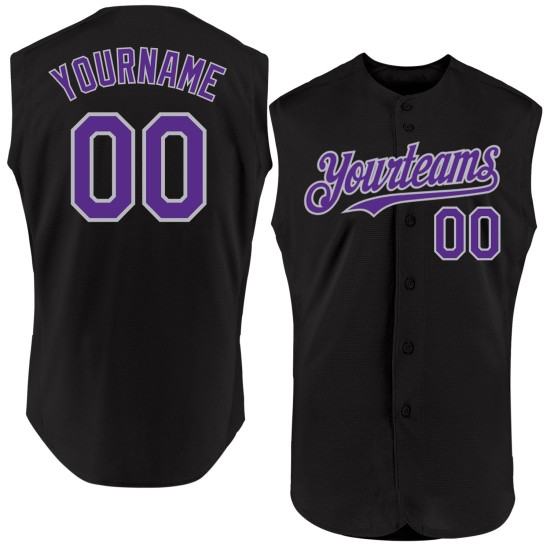 Custom Black Purple-Gray Authentic Sleeveless rugby Jersey Custom Black Purple-Gray Authentic Sleeveless rugby Jersey