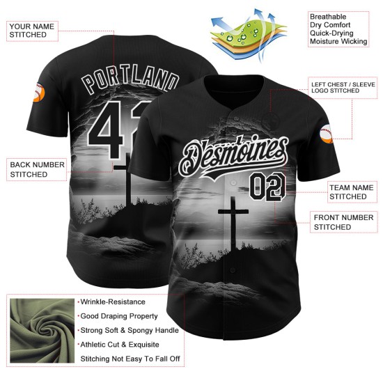 Custom Black White 3D Pattern Design Religion Cross Jesus Christ Ash Wednesday Authentic rugby Jersey Custom Black White 3D Pattern Design Religion Cross Jesus Christ Ash Wednesday Authentic rugby Jersey