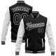 Custom Black White-Gray Bomber Full-Snap Varsity Letterman Two Tone Jacket Custom Black White-Gray Bomber Full-Snap Varsity Letterman Two Tone Jacket