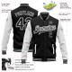 Custom Black White-Gray Bomber Full-Snap Varsity Letterman Two Tone Jacket Custom Black White-Gray Bomber Full-Snap Varsity Letterman Two Tone Jacket