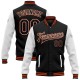 Custom Black White-Orange Bomber Full-Snap Varsity Letterman Two Tone Jacket Custom Black White-Orange Bomber Full-Snap Varsity Letterman Two Tone Jacket