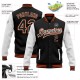 Custom Black White-Orange Bomber Full-Snap Varsity Letterman Two Tone Jacket Custom Black White-Orange Bomber Full-Snap Varsity Letterman Two Tone Jacket