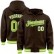 Custom Brown Neon Green-White Bomber Full-Snap Varsity Letterman Hoodie Jacket Custom Brown Neon Green-White Bomber Full-Snap Varsity Letterman Hoodie Jacket