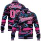 Custom Figure Pink-Light Blue 3D Pattern Design Bomber Full-Snap Varsity Letterman Jacket Custom Figure Pink-Light Blue 3D Pattern Design Bomber Full-Snap Varsity Letterman Jacket
