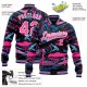 Custom Figure Pink-Light Blue 3D Pattern Design Bomber Full-Snap Varsity Letterman Jacket Custom Figure Pink-Light Blue 3D Pattern Design Bomber Full-Snap Varsity Letterman Jacket