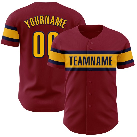 Custom Crimson Gold-Navy Authentic rugby Jersey Custom Crimson Gold-Navy Authentic rugby Jersey