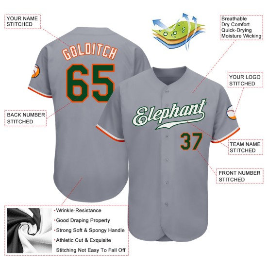 Custom Gray Green-Orange Authentic rugby Jersey Custom Gray Green-Orange Authentic rugby Jersey