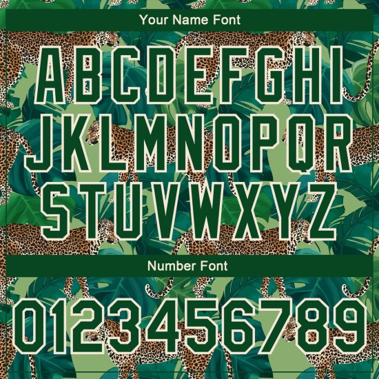 Custom Green Green-Cream Tropical Tiger With Palms 3D Pattern Design Bomber Full-Snap Varsity Letterman Jacket Custom Green Green-Cream Tropical Tiger With Palms 3D Pattern Design Bomber Full-Snap Varsity Letterman Jacket