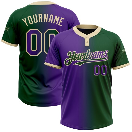 Custom Green Purple-Cream Gradient Fashion Two-Button Unisex Jersey