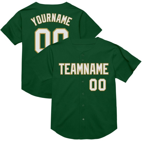 Custom Green White-Old Gold Mesh Authentic Throwback rugby Jersey Custom Green White-Old Gold Mesh Authentic Throwback rugby Jersey