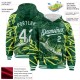 Custom Kelly Green White Largemouth Bass Fish Fishing 3D Bomber Full-Snap Varsity Letterman Hoodie Jacket Custom Kelly Green White Largemouth Bass Fish Fishing 3D Bomber Full-Snap Varsity Letterman Hoodie Jacket