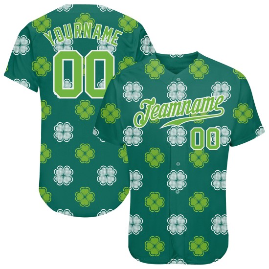 Custom Kelly Green Neon Green-White 3D Pattern Design Authentic St. Patrick’s Day rugby Jersey Custom Kelly Green Neon Green-White 3D Pattern Design Authentic St. Patrick’s Day rugby Jersey