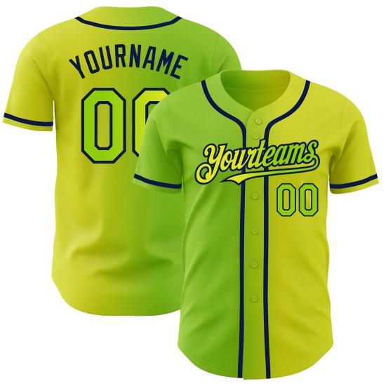 Custom Neon Yellow Neon Green-Navy Authentic Gradient Fashion rugby Jersey Custom Neon Yellow Neon Green-Navy Authentic Gradient Fashion rugby Jersey