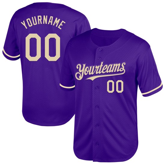 Custom Purple Cream Mesh Authentic Throwback rugby Jersey Custom Purple Cream Mesh Authentic Throwback rugby Jersey