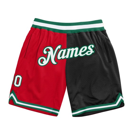 Custom Red White-Black Authentic Throwback Split Fashion Shorts Custom Red White-Black Authentic Throwback Split Fashion Shorts