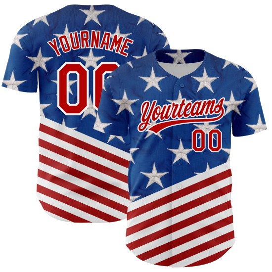 Custom Royal Red-White 3D American Flag Patriotic Authentic rugby Jersey Custom Royal Red-White 3D American Flag Patriotic Authentic rugby Jersey