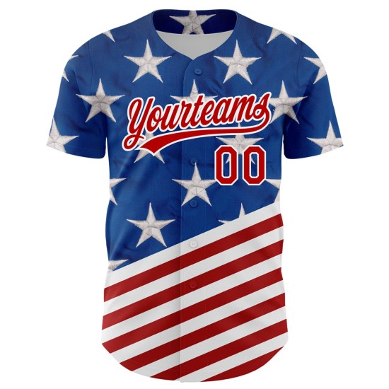 Custom Royal Red-White 3D American Flag Patriotic Authentic rugby Jersey Custom Royal Red-White 3D American Flag Patriotic Authentic rugby Jersey