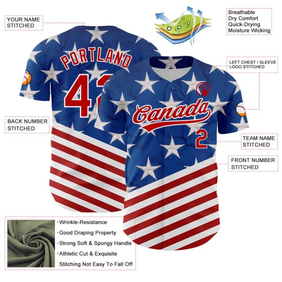 Custom Royal Red-White 3D American Flag Patriotic Authentic rugby Jersey Custom Royal Red-White 3D American Flag Patriotic Authentic rugby Jersey