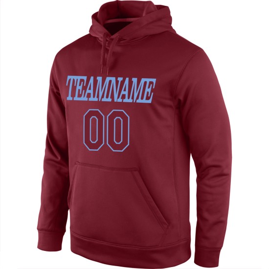 Custom Stitched Burgundy Burgundy-Light Blue Sports Pullover Sweatshirt Hoodie Custom Stitched Burgundy Burgundy-Light Blue Sports Pullover Sweatshirt Hoodie