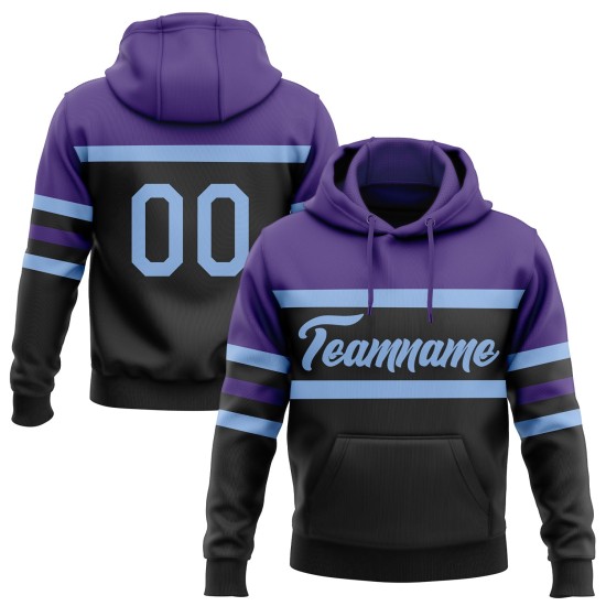 Custom Stitched Black Light Blue-Purple Line Sports Pullover Sweatshirt Hoodie Custom Stitched Black Light Blue-Purple Line Sports Pullover Sweatshirt Hoodie