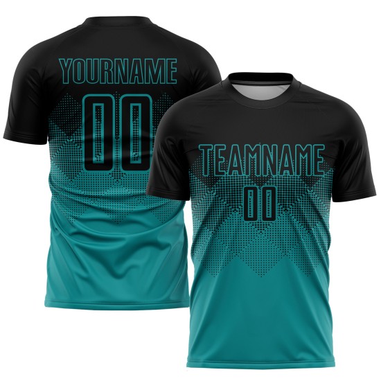 Custom Teal Black Sublimation Uniform Jersey Custom Teal Black Sublimation Uniform Jersey