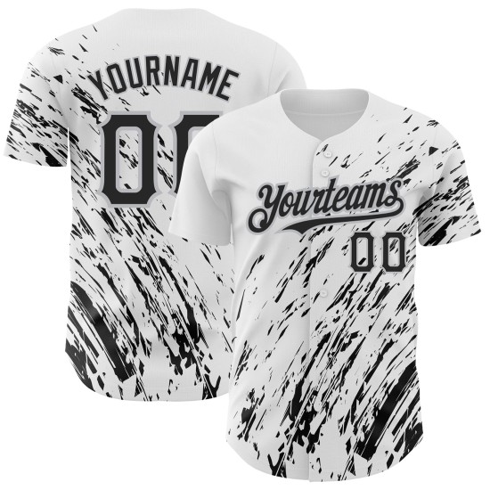 Custom White Black-Gray 3D Pattern Design Abstract Splash Authentic rugby Jersey Custom White Black-Gray 3D Pattern Design Abstract Splash Authentic rugby Jersey