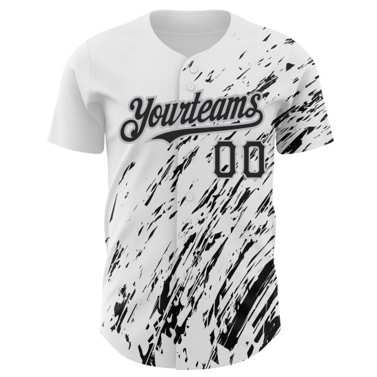 Custom White Black-Gray 3D Pattern Design Abstract Splash Authentic rugby Jersey Custom White Black-Gray 3D Pattern Design Abstract Splash Authentic rugby Jersey