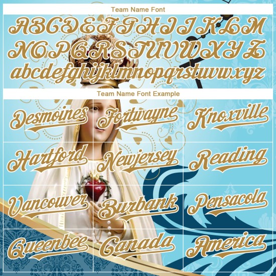 Custom Teal Old Gold-White 3D Pattern Design Religion Virgin Mary Authentic rugby Jersey Custom Teal Old Gold-White 3D Pattern Design Religion Virgin Mary Authentic rugby Jersey