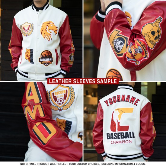 Custom White Black Check Board 3D Pattern Design Bomber Full-Snap Varsity Letterman Jacket Custom White Black Check Board 3D Pattern Design Bomber Full-Snap Varsity Letterman Jacket
