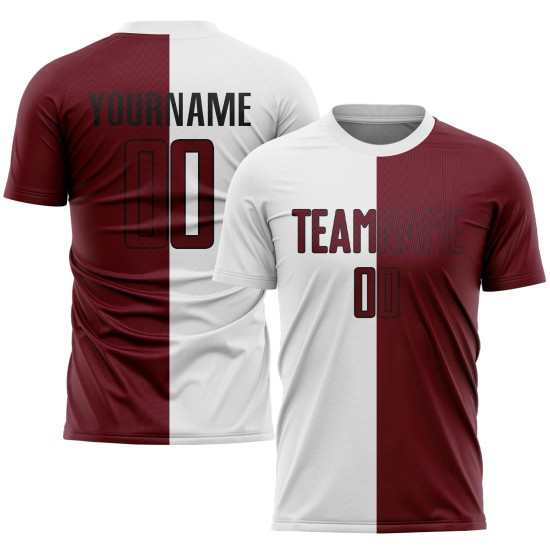 Custom White Crimson-Black Sublimation Split Fashion Uniform Jersey Custom White Crimson-Black Sublimation Split Fashion Uniform Jersey