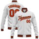 Custom White Black Pinstripe Orange Bomber Full-Snap Varsity Letterman Jacket Custom White Black Pinstripe Orange Bomber Full-Snap Varsity Letterman Jacket