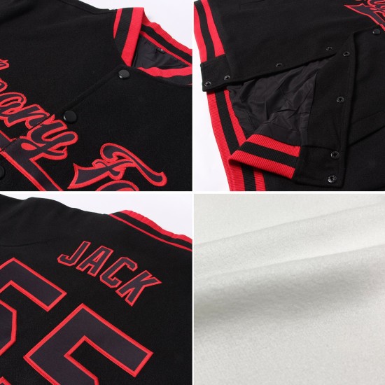 Custom White Black Pinstripe Orange Bomber Full-Snap Varsity Letterman Jacket Custom White Black Pinstripe Orange Bomber Full-Snap Varsity Letterman Jacket