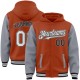 Custom Texas Orange Black-Cream Bomber Full-Snap Varsity Letterman Two Tone Hoodie Jacket Custom Texas Orange Black-Cream Bomber Full-Snap Varsity Letterman Two Tone Hoodie Jacket