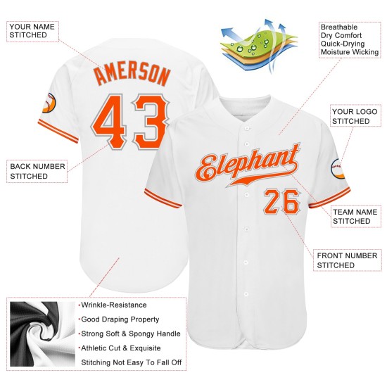 Custom White Orange-Gray Authentic rugby Jersey Custom White Orange-Gray Authentic rugby Jersey