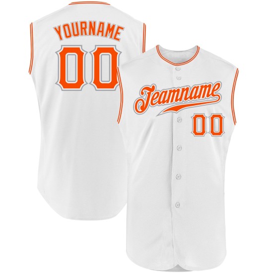 Custom White Orange-Gray Authentic Sleeveless rugby Jersey Custom White Orange-Gray Authentic Sleeveless rugby Jersey