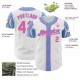 Custom White Pink-Light Blue 3 Colors Arm Shapes Authentic rugby Jersey Custom White Pink-Light Blue 3 Colors Arm Shapes Authentic rugby Jersey