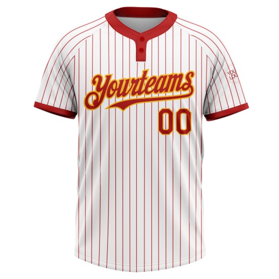 Custom White Red Pinstripe Gold Two-Button Unisex Jersey Custom White Red Pinstripe Gold Two-Button Unisex Jersey