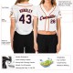 Custom Women’s White Navy-Orange V-Neck Cropped rugby Jersey Custom Women’s White Navy-Orange V-Neck Cropped rugby Jersey